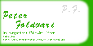 peter foldvari business card